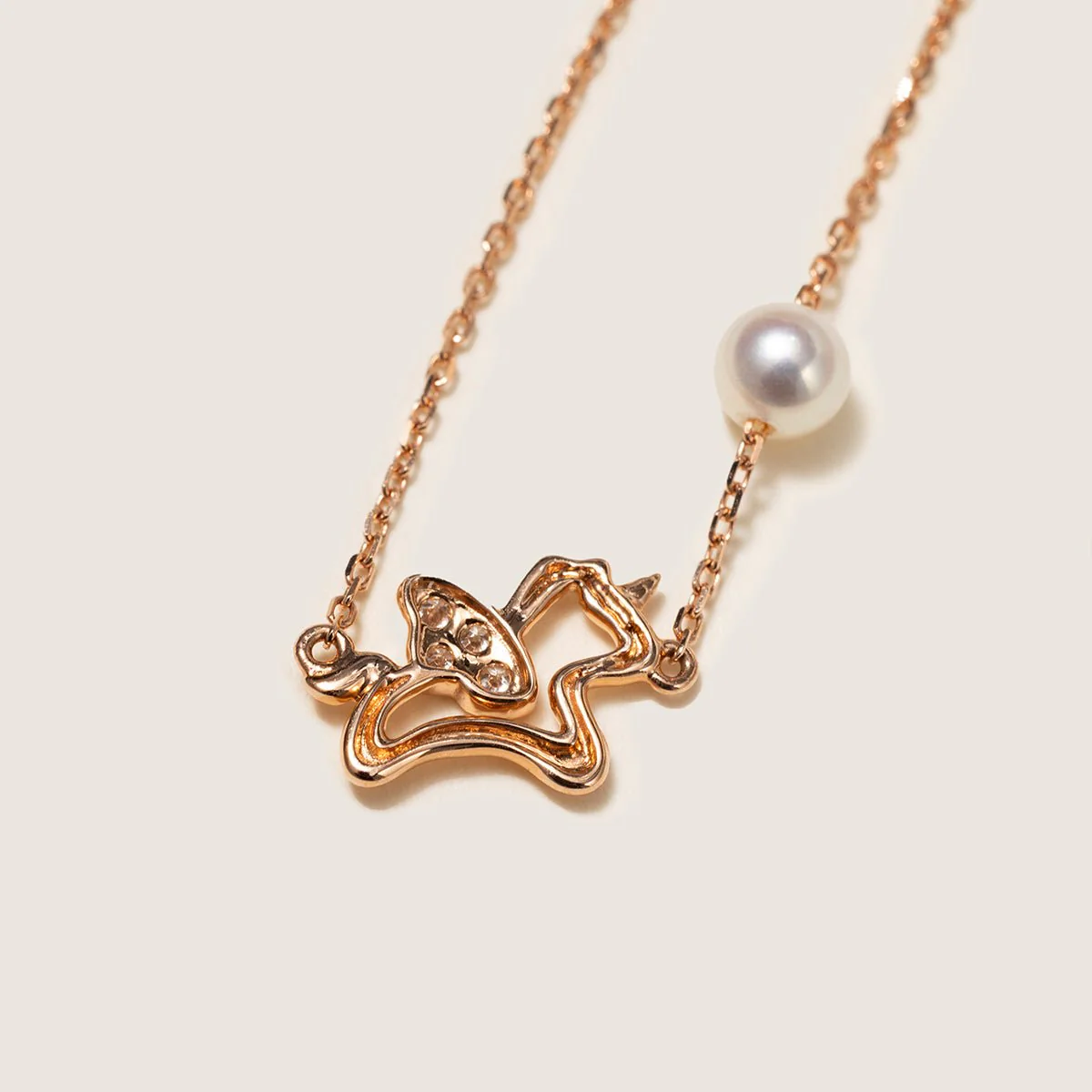 Freshwater Pearl 9K Rose Gold Lab-Grown Diamonds Lucky Flying Horse Bracelet - Image 8