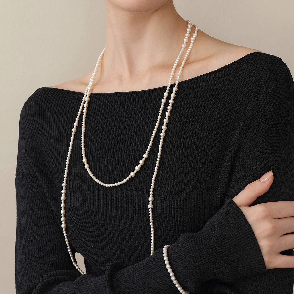Freshwater Pearl Dewdrop Extra-Long Strand Necklace - Image 5