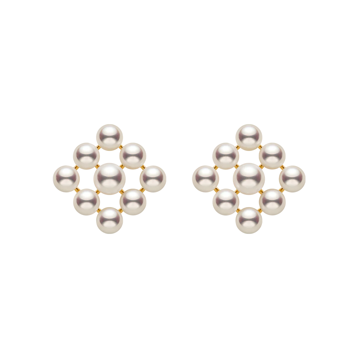 Freshwater Pearls 14K Gold Cube Studs Earrings