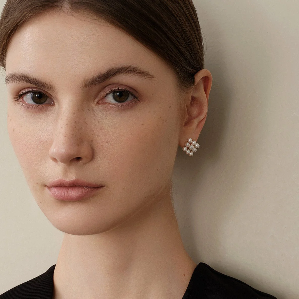 Freshwater Pearls 14K Gold Cube Studs Earrings - Image 4