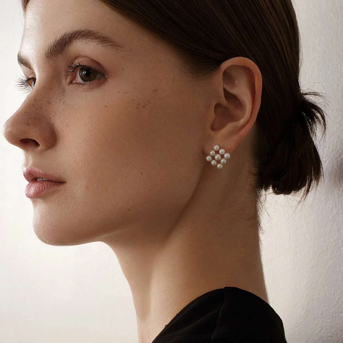 Freshwater Pearls 14K Gold Cube Studs Earrings - Image 5