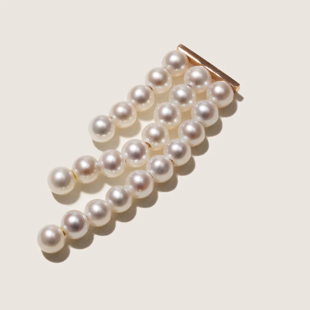 Freshwater Pearls 14K Gold Geometric Waterfall Earrings - Image 4