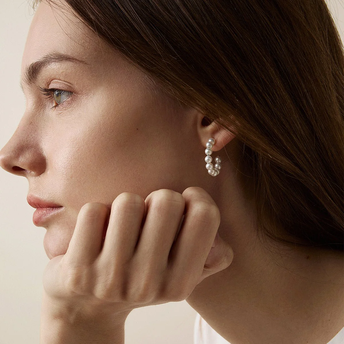 Freshwater Pearls 14K Gold Glance Back Circle Earrings - Image 4