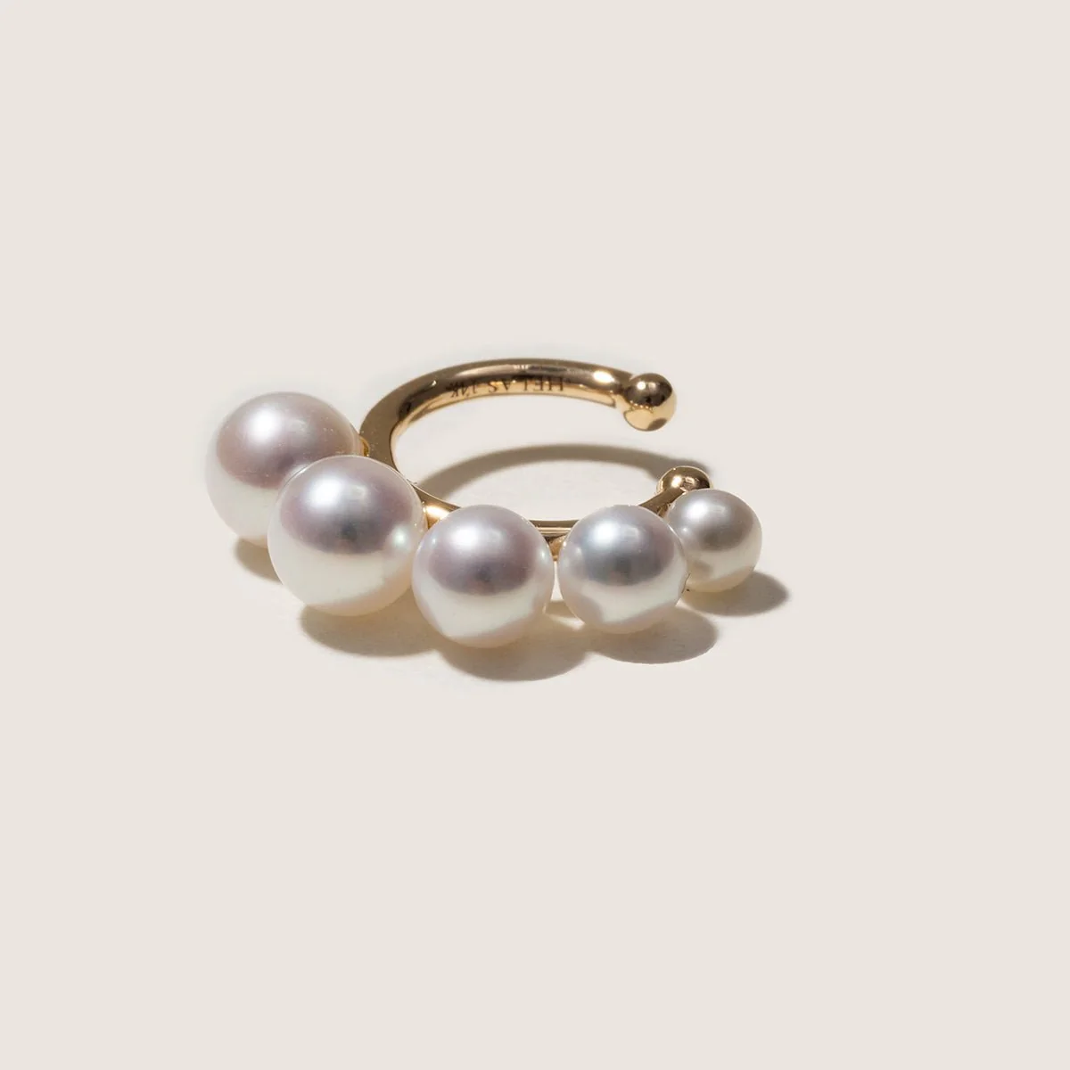 Freshwater Pearls 14K Gold Gradient Hoop Earring Cuff - Image 7