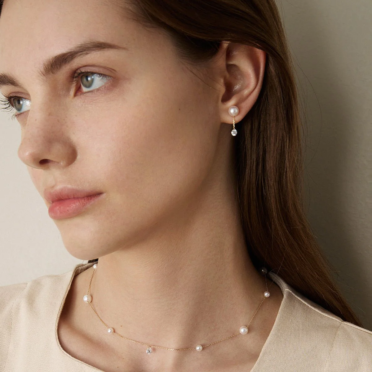 Freshwater Pearls 14K Gold Lab-Grown Diamonds Flicker Modular Earrings - Image 4