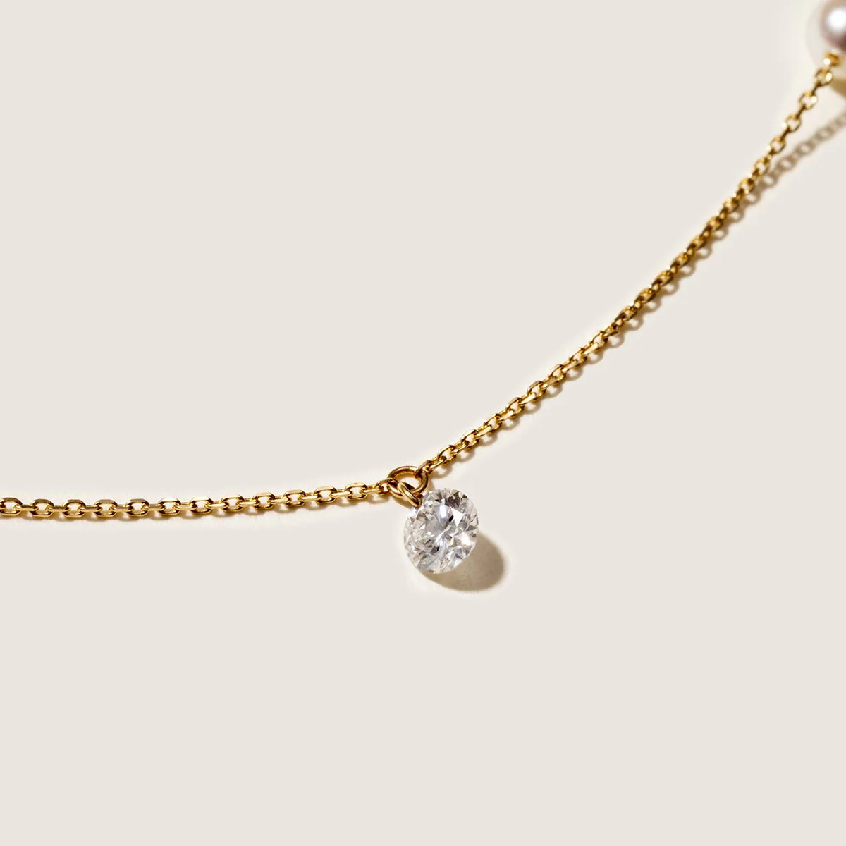 Freshwater Pearls 14K Gold Lab-Grown Diamonds Hidden Glint Necklace - Image 5
