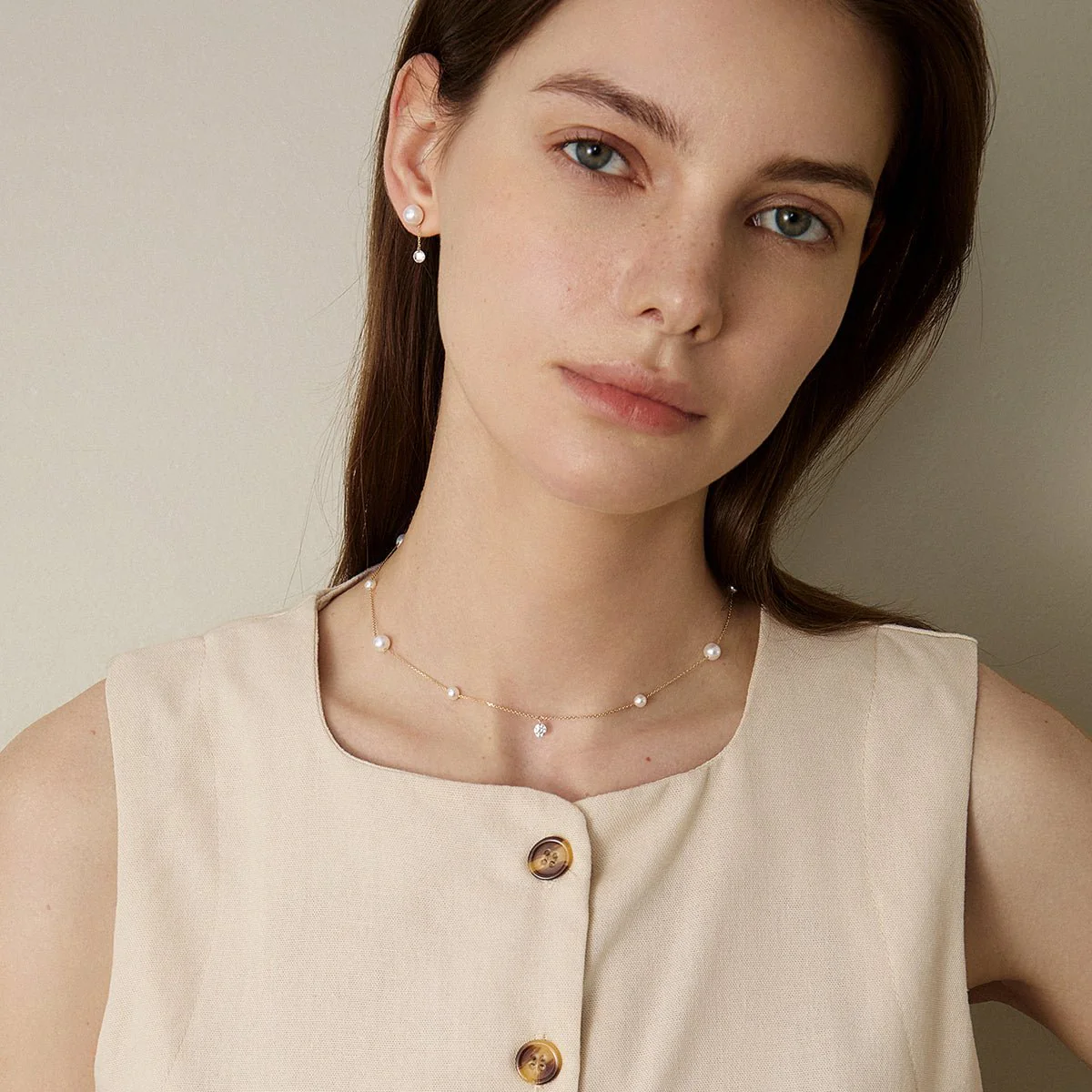 Freshwater Pearls 14K Gold Lab-Grown Diamonds Hidden Glint Necklace - Image 7
