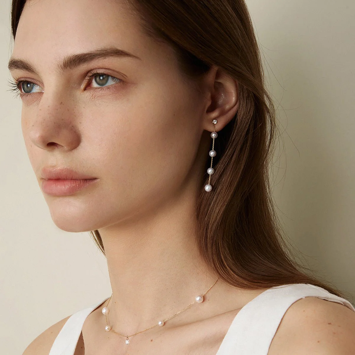 Freshwater Pearls 14K Gold Lab-Grown Diamonds Raindrop Modular Earrings - Image 7
