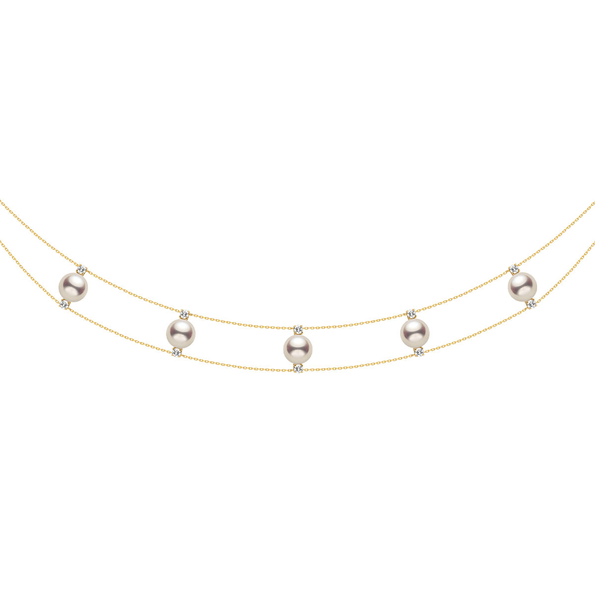 Freshwater Pearls 14K Gold Lab-Grown Diamonds Slight Lace Necklace