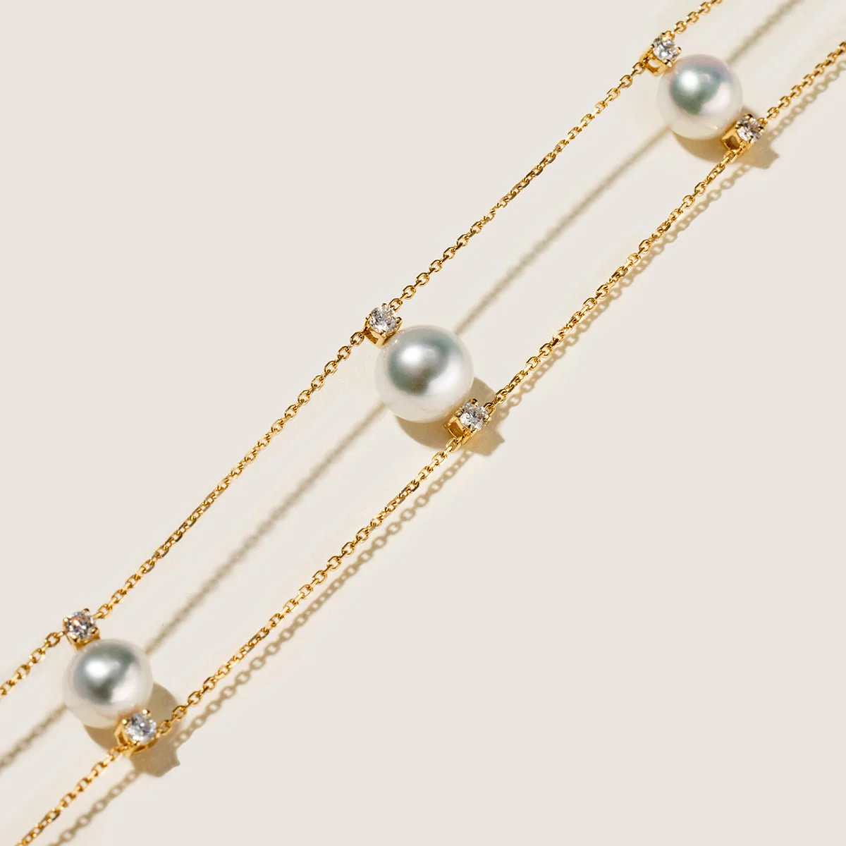 Freshwater Pearls 14K Gold Lab-Grown Diamonds Slight Lace Necklace - Image 5