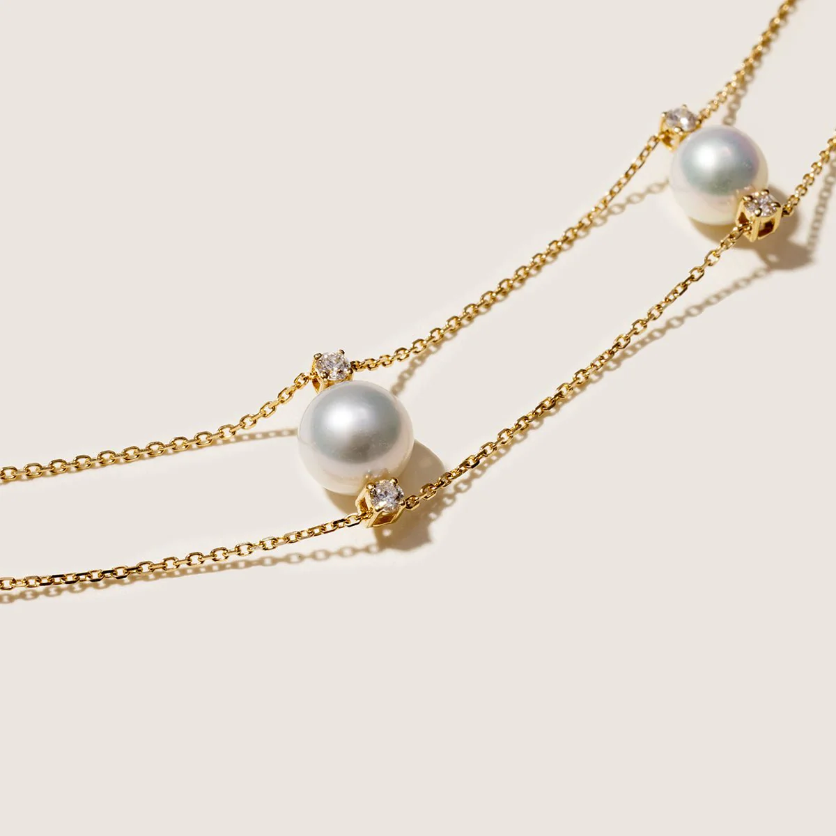 Freshwater Pearls 14K Gold Lab-Grown Diamonds Slight Lace Necklace - Image 7