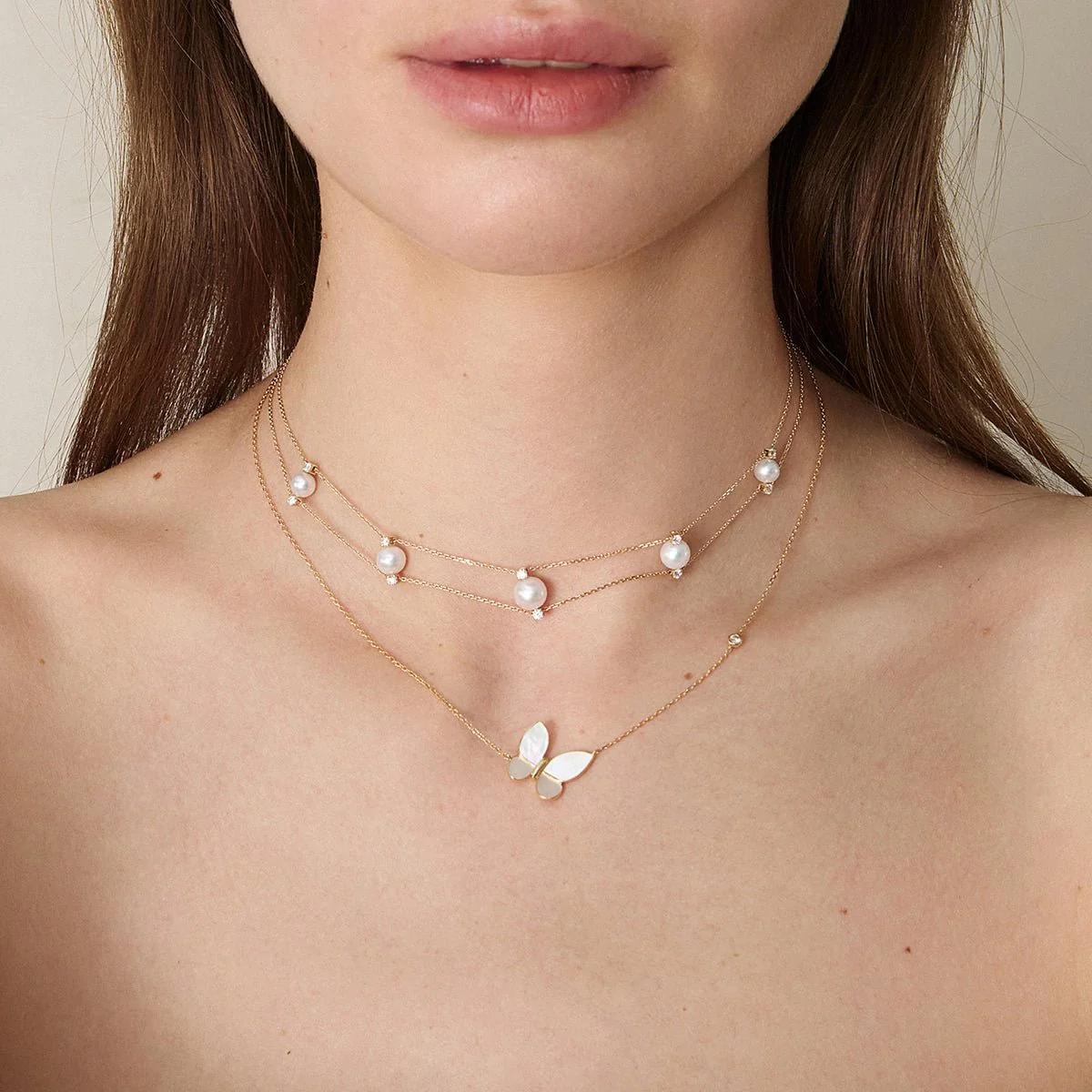 Freshwater Pearls 14K Gold Lab-Grown Diamonds Slight Lace Necklace - Image 9
