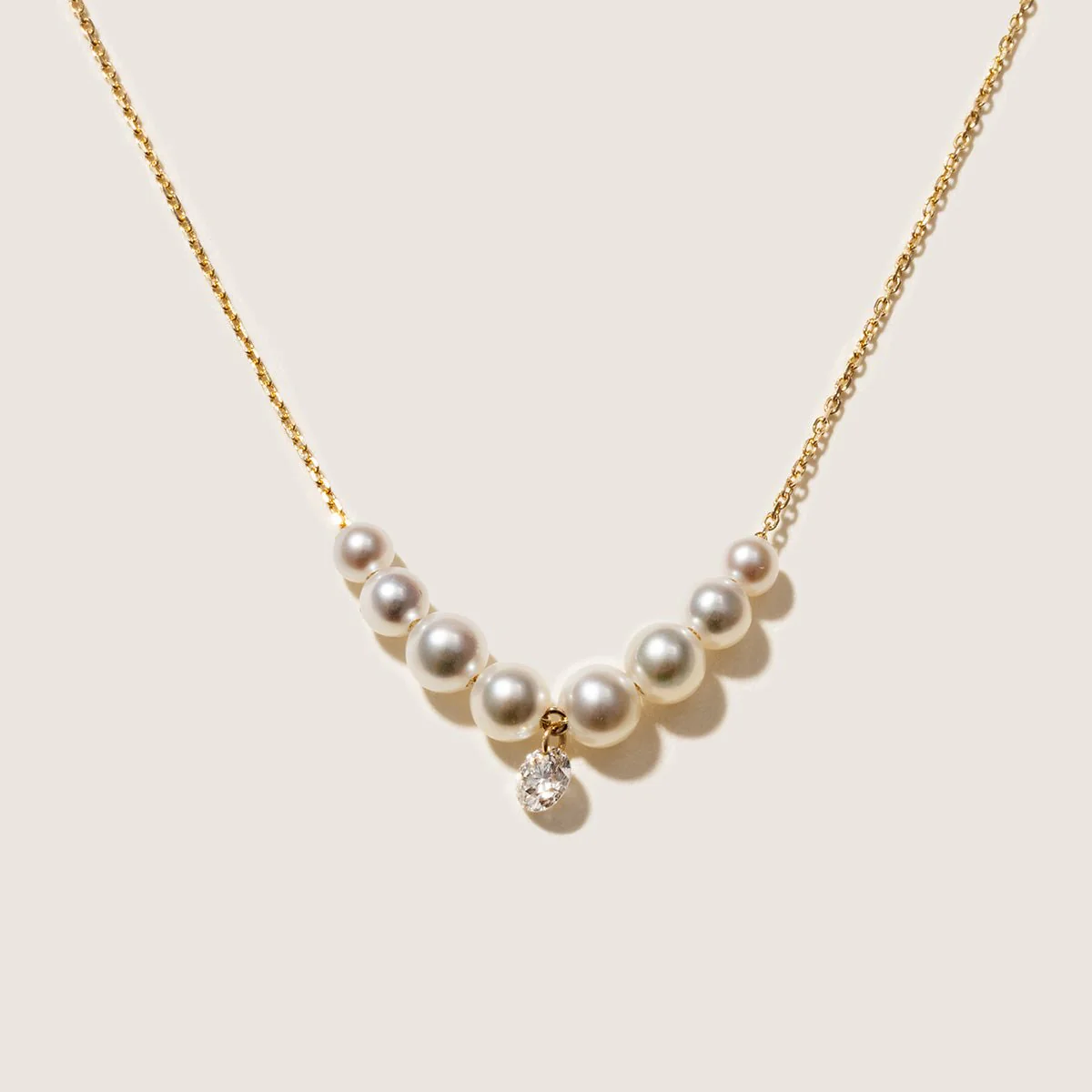 Freshwater Pearls 14K Gold Lab-Grown Diamonds Smiling Drop Necklace - Image 6