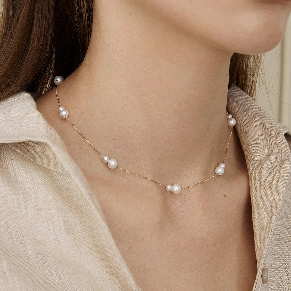 Freshwater Pearls 14K Gold Tiny & Grand Necklace - Image 4