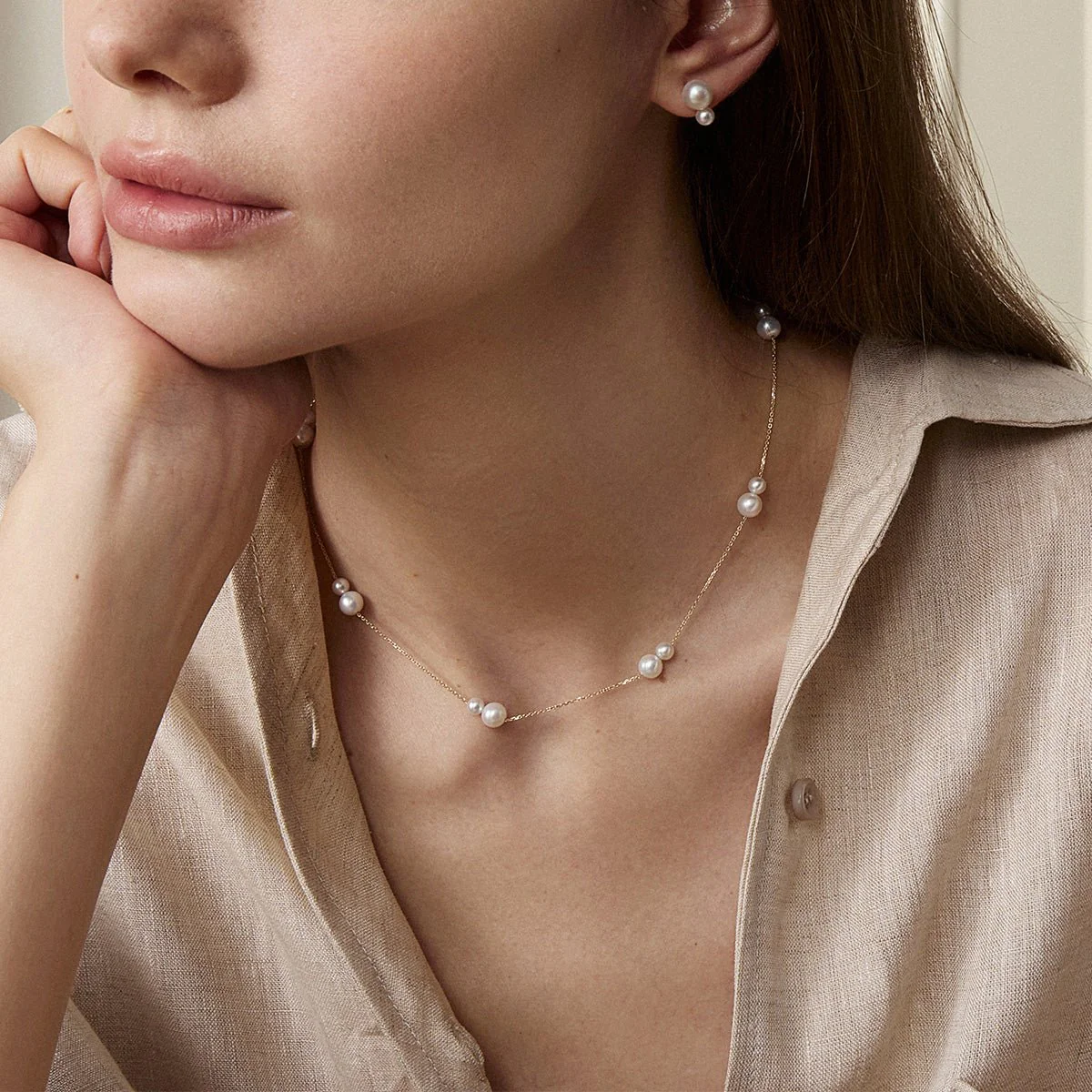 Freshwater Pearls 14K Gold Tiny & Grand Necklace - Image 7