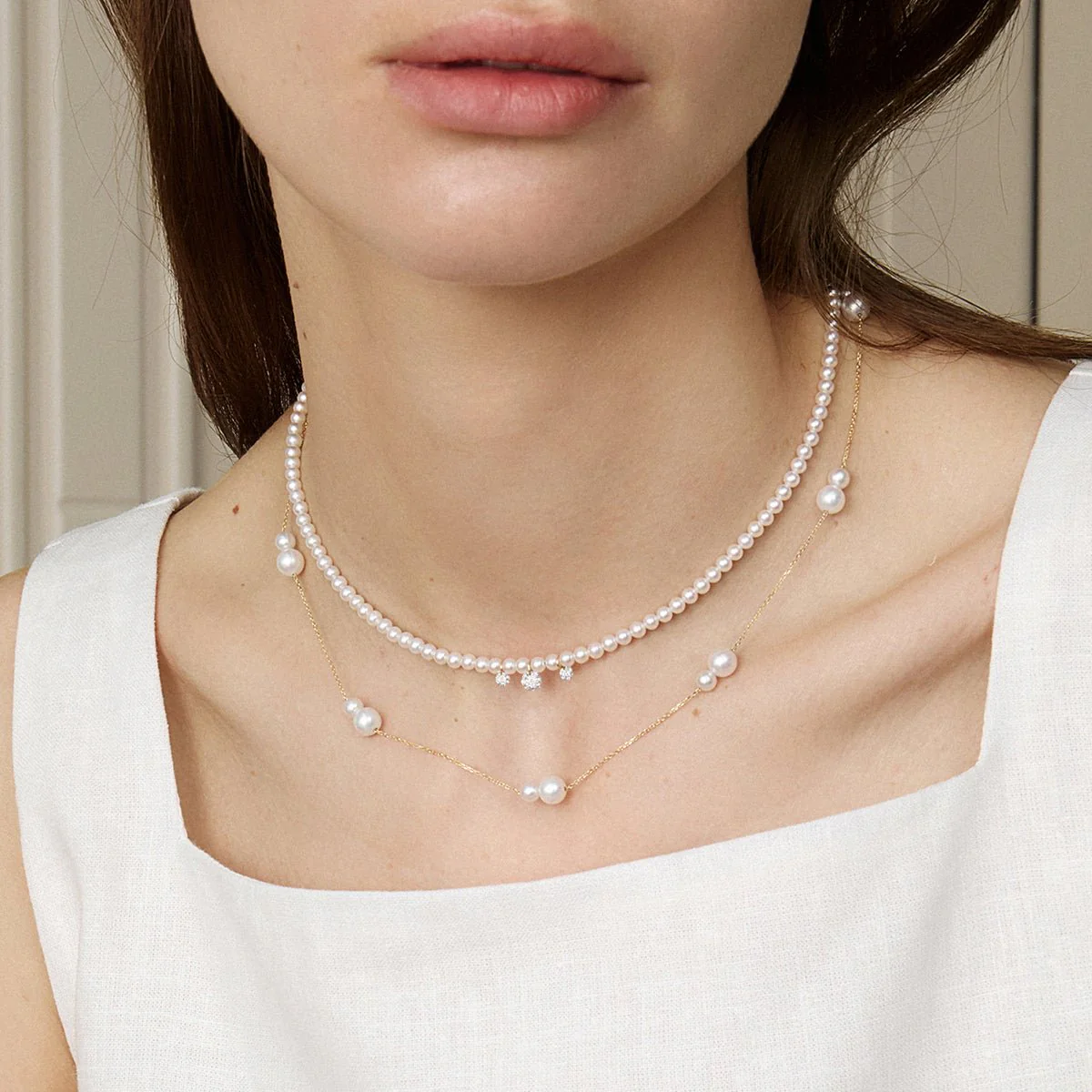 Freshwater Pearls 14K Gold Tiny & Grand Necklace - Image 9