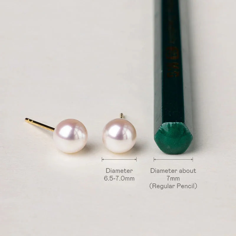 Akoya Pearl 18K Gold Bulb Stud Earrings - Image 10