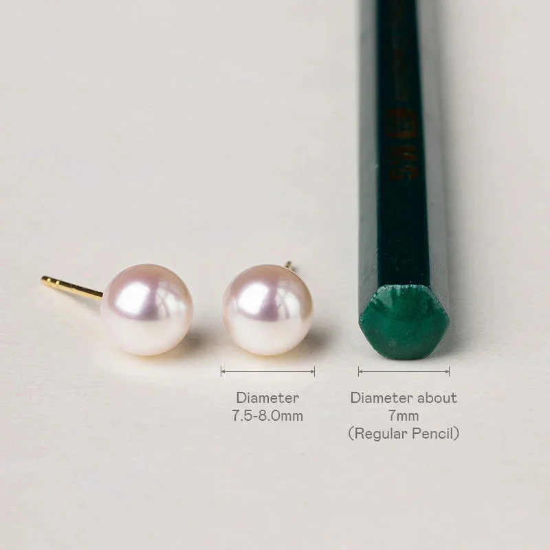 Akoya Pearl 18K Gold Bulb Stud Earrings - Image 11