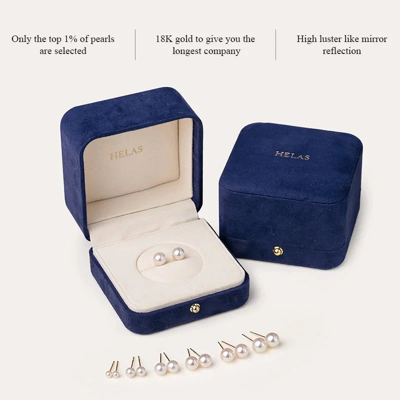 Akoya Pearl 18K Gold Bulb Stud Earrings - Image 4