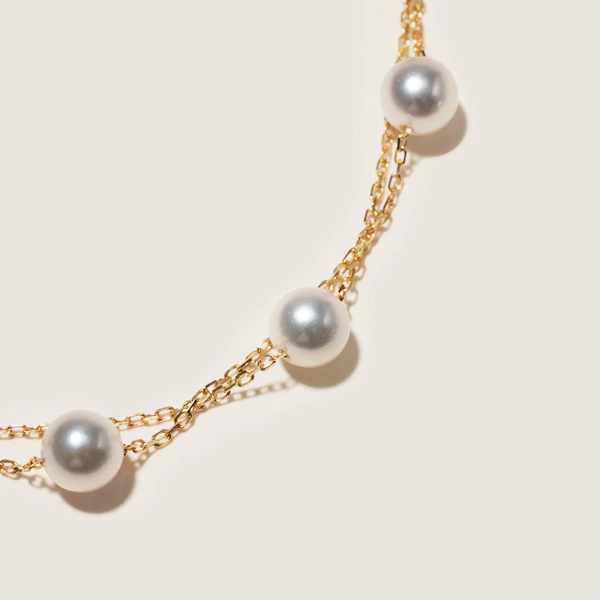 Akoya Pearl 18K Gold Baby's Breath Double Strand Bracelet - Image 7