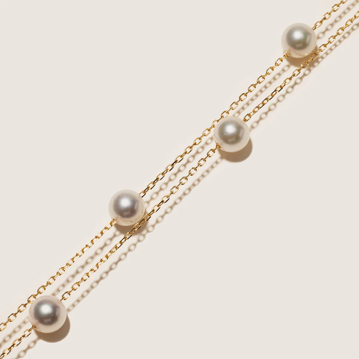 Akoya Pearl 18K Gold Baby's Breath Double Strand Bracelet - Image 9