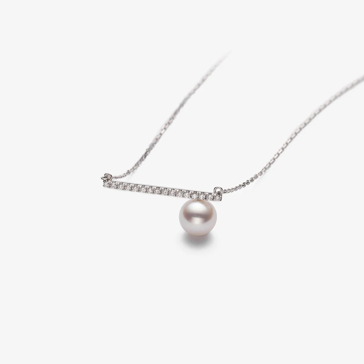 Akoya Pearl 18K White Gold Moon Diamond Necklace - Image 6