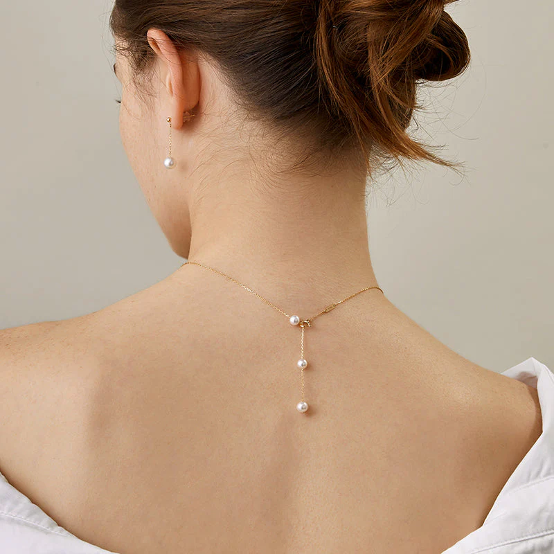 Akoya Pearl 18K Gold Fashion Smile Necklace - Image 3