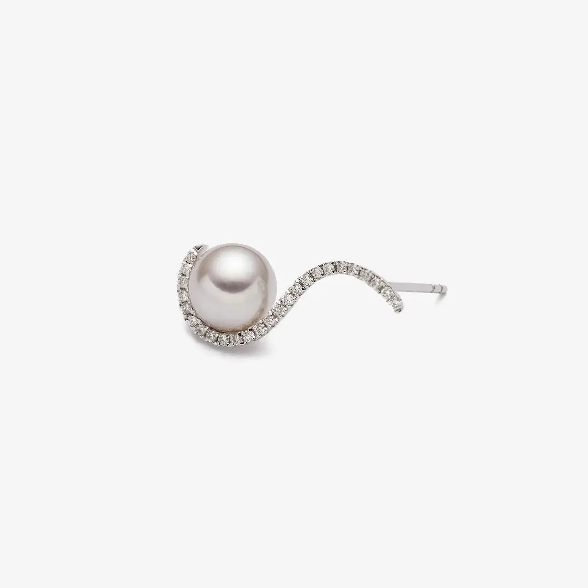 Akoya Pearl 18K White Gold Swan Diamond Earrings - Image 3