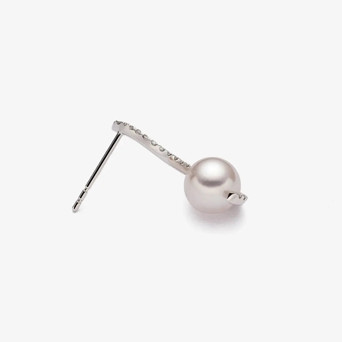 Akoya Pearl 18K White Gold Swan Diamond Earrings - Image 4