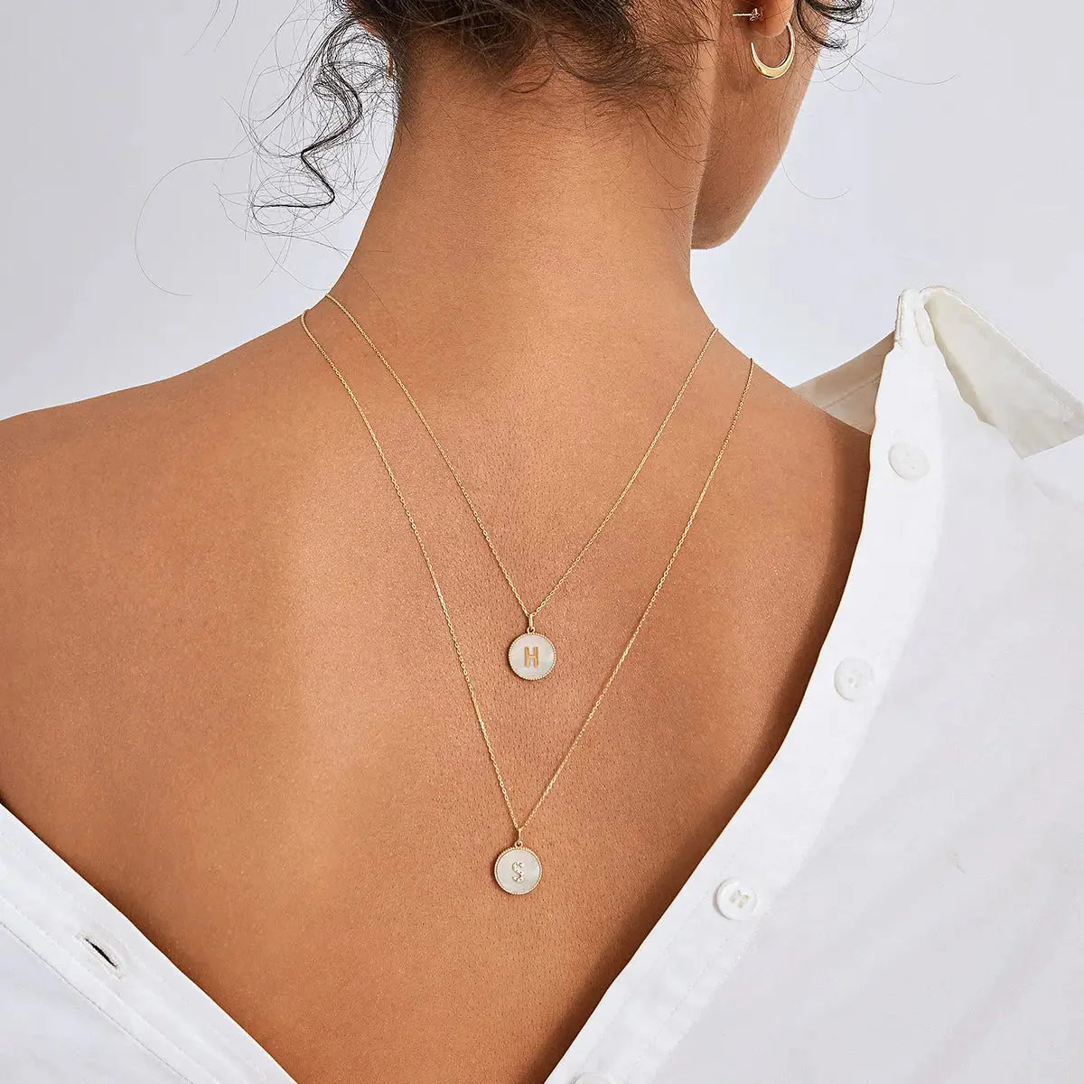 Custom Letter Mother-of-Pearl Initial Necklace - Image 8