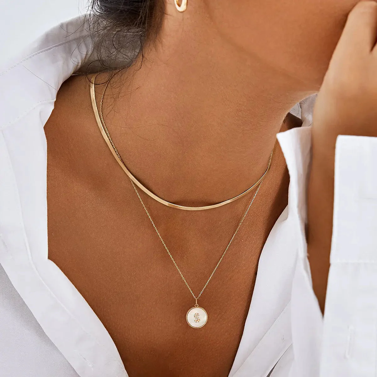 Custom Letter Mother-of-Pearl Initial Necklace - Image 9