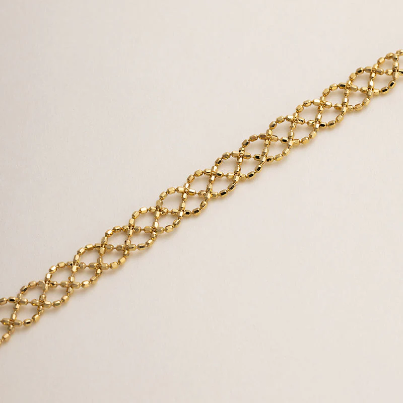 Mabe Pearl 18K Gold Woven Beaded Chain Bracelet - Image 6