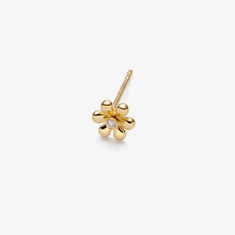 18K Gold Flower Diamonds Ear Studs - Image 3