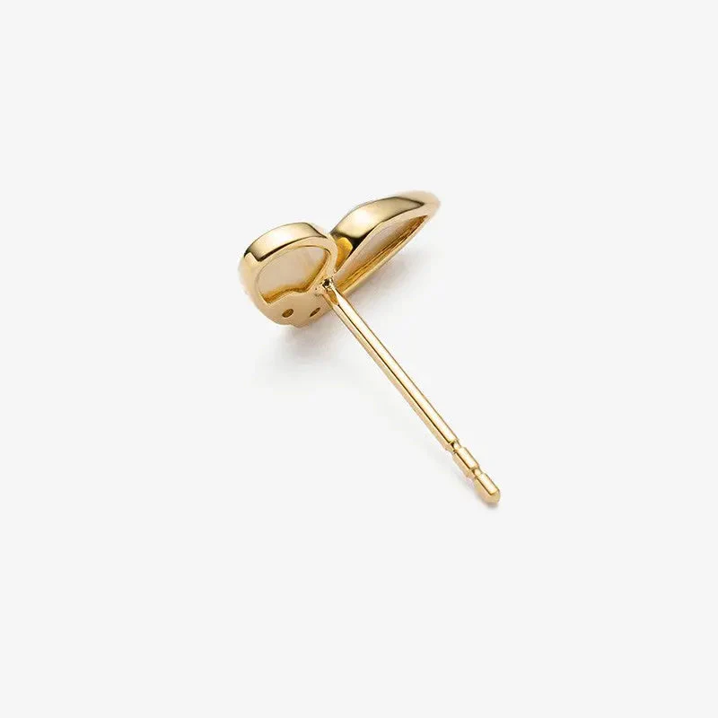 Mother Of Pearl Ear Piercing Studs 18K Gold Diamond Butterfly Earrings - Image 5