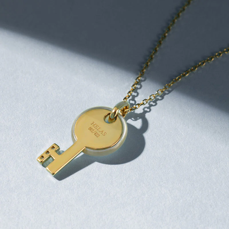 Mother of Pearl 18K Gold Diamond Key of Nature Necklace - Image 7