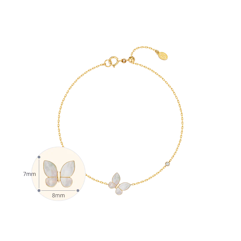 Mother-of-pearl 18K Gold Diamond Whole Butterfly Bracelet - Image 7