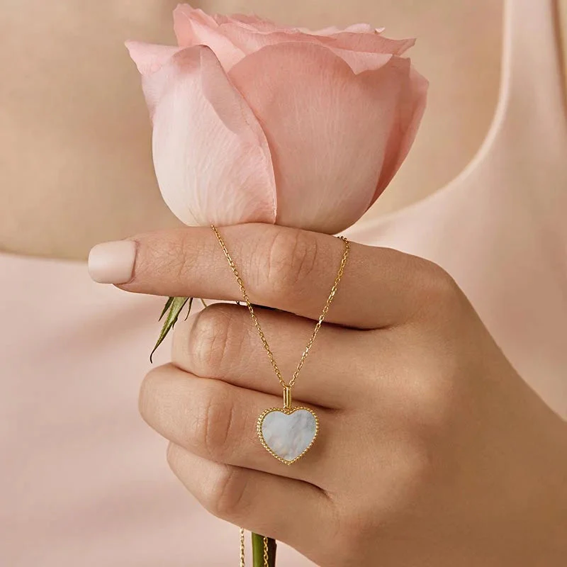 Mother-of-Pearl 18K Gold My Heart Necklace - Image 3