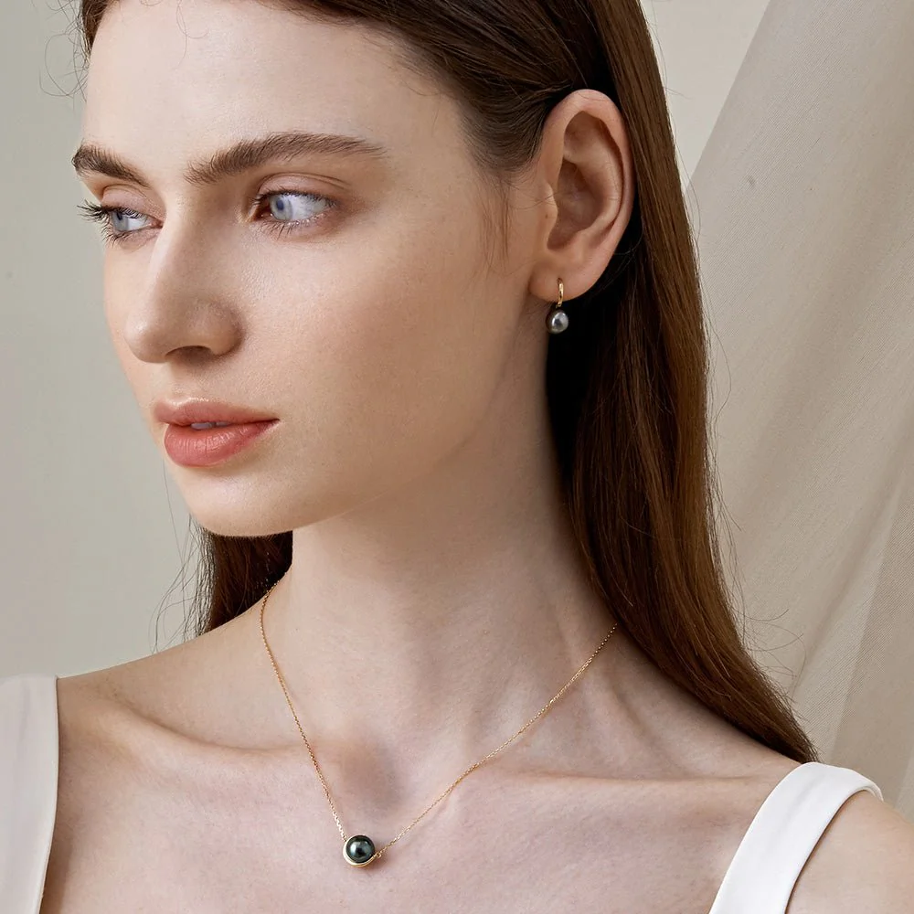 Tahitian Pearl Earrings 18K Gold Leverback Earrings - Image 10