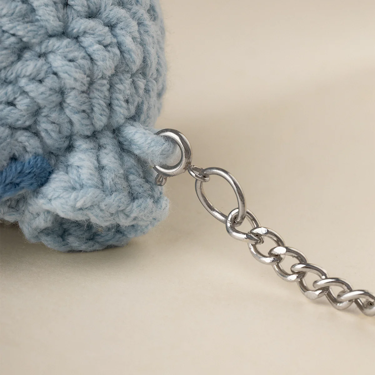 Pearl Earring Girl Crochet Hand‑Knitted Art Yarn Doll Keychain - Image 5