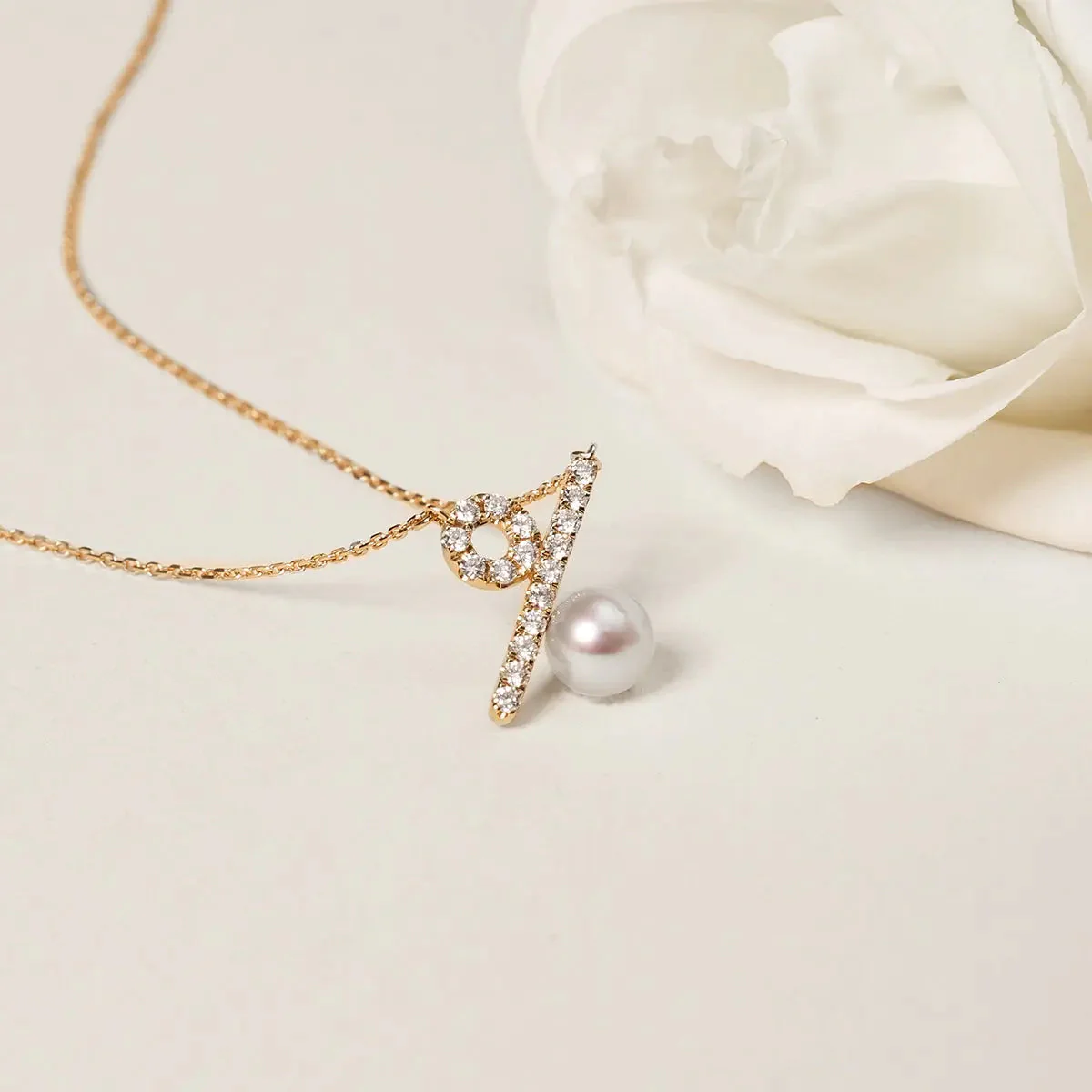 Akoya Saltwater Pearl 10K/18K Yellow Gold Diamond Percentage Necklace - Image 5