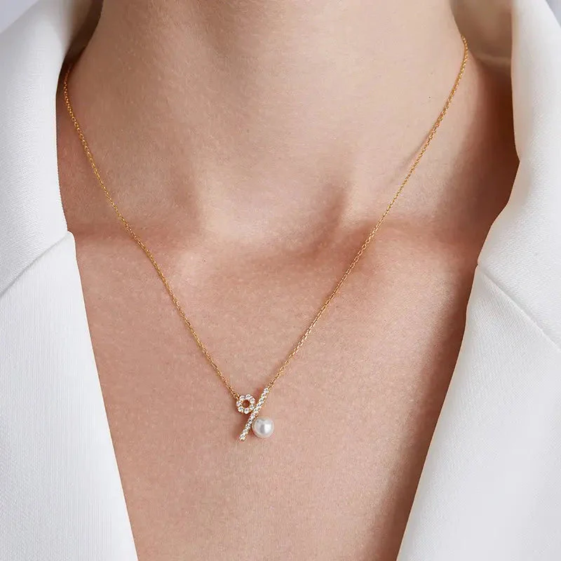 Akoya Saltwater Pearl 10K/18K Yellow Gold Diamond Percentage Necklace - Image 6