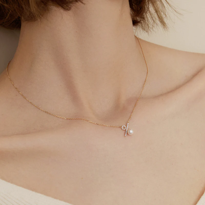 Akoya Saltwater Pearl 10K/18K Yellow Gold Diamond Percentage Necklace - Image 9