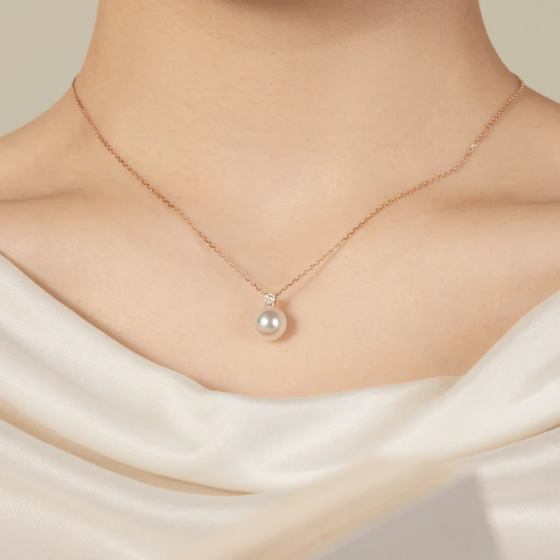 Premier Akoya Pearl 18K Gold Diamond Necklace - Image 4