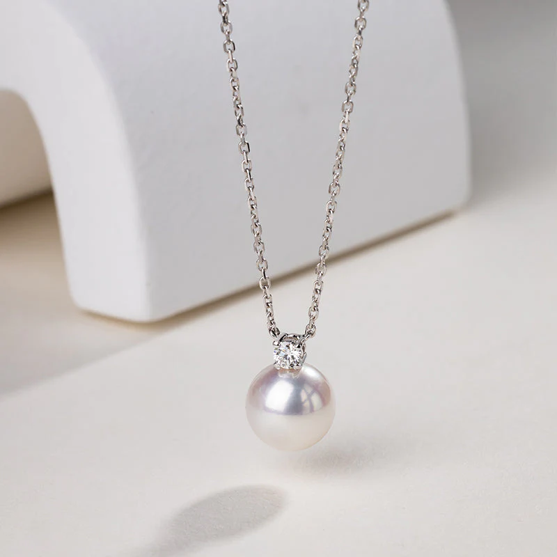 Premier Akoya Pearl 18K Gold Diamond Necklace - Image 5