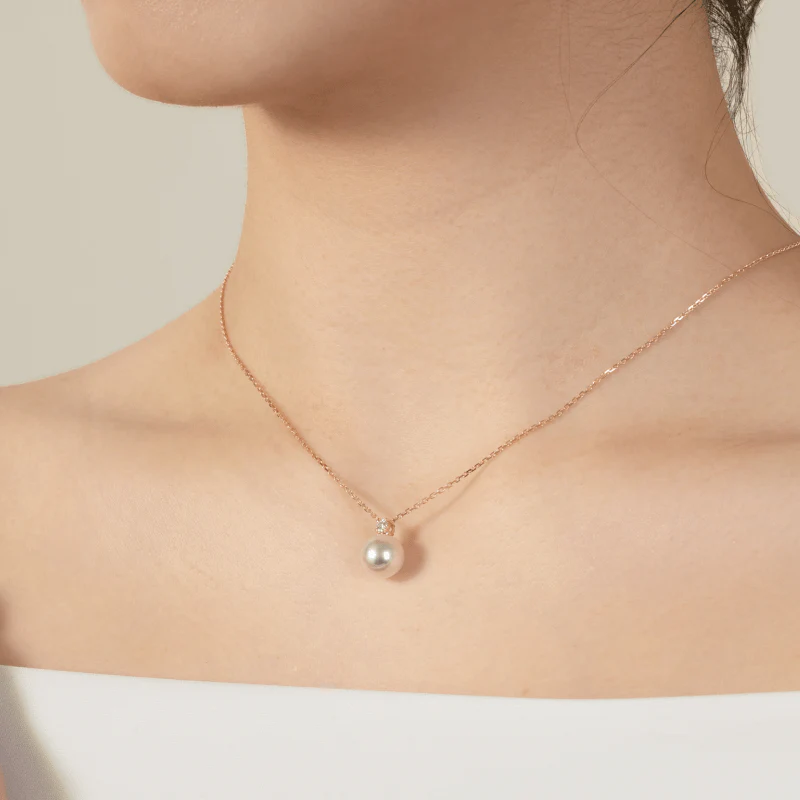 Premier Akoya Pearl 18K Gold Diamond Necklace - Image 7