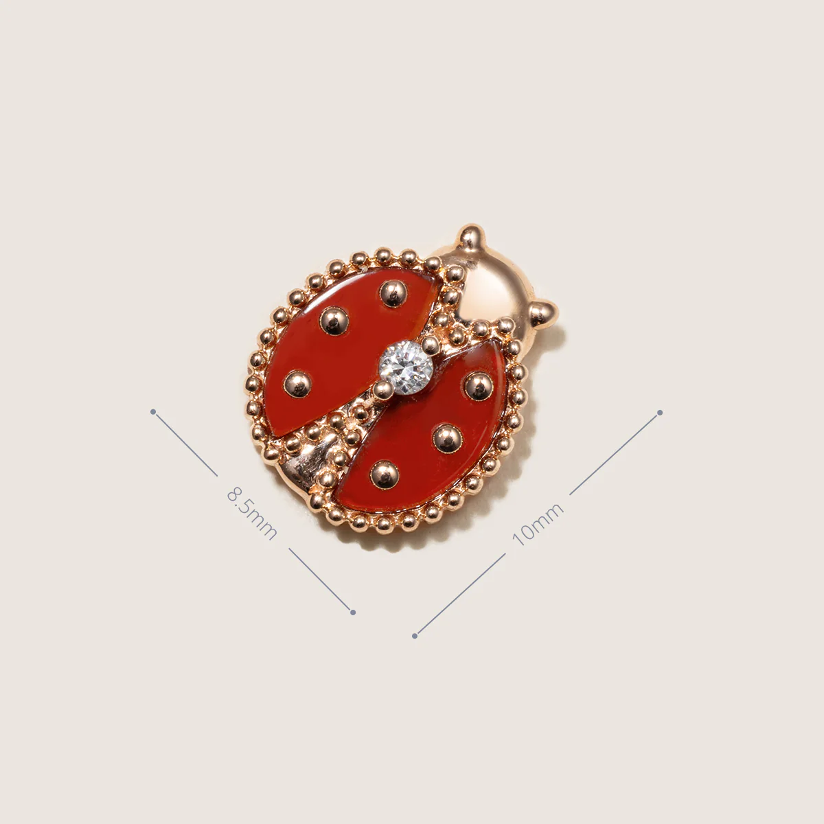 Red Agate 10K 14K Rose Gold Lab-Grown Diamond Insect Stud Earrings - Image 7