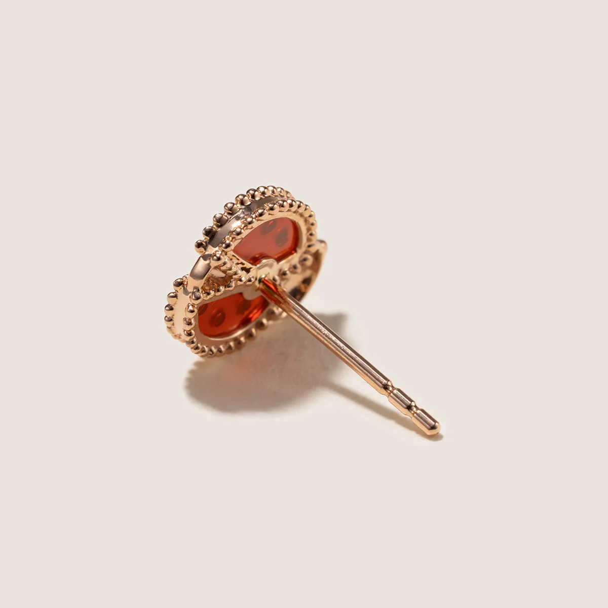 Red Agate 10K 14K Rose Gold Lab-Grown Diamond Insect Stud Earrings - Image 9