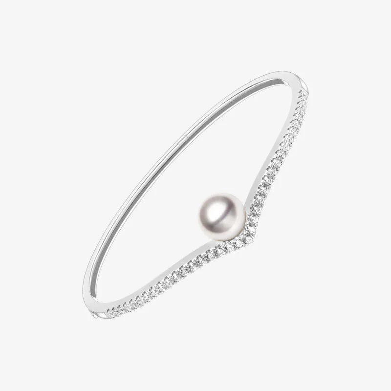 Akoya Pearl 18K White Gold Diamonds Bracelet - Image 3