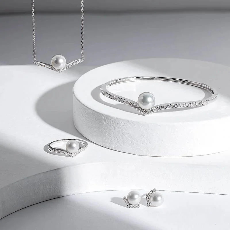 Akoya Pearl 18K White Gold Diamonds Bracelet - Image 6