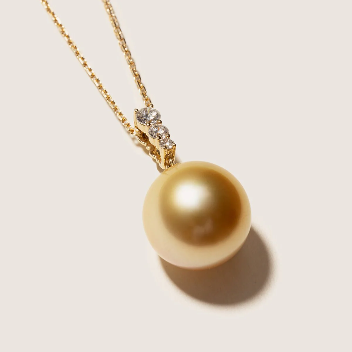 South Sea Golden Pearl 14K Gold Lab-grown Diamonds Dawn Pendant Necklace - Image 3